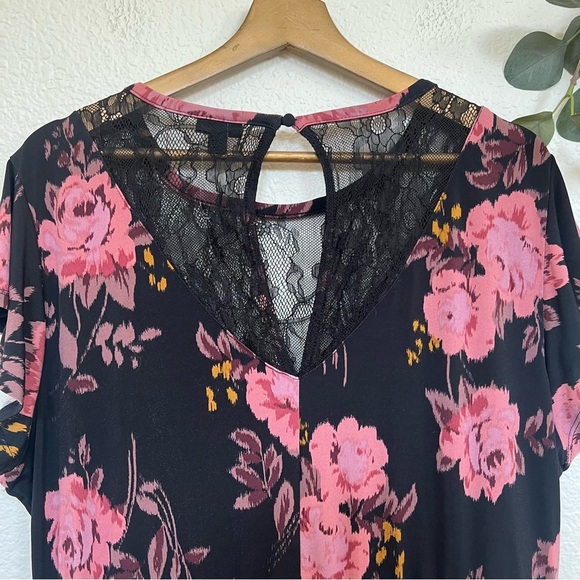 Torrid- Midi Floral Studio Knit Dress w/ Lace Trim- 2 - Picture 6 of 9